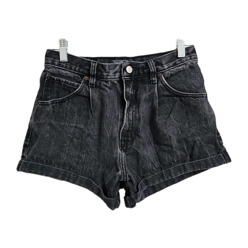 Abercrombie & Fitch Shorts Women 2 Black Annie High Rise Pleated Cuffed Y2K 90s